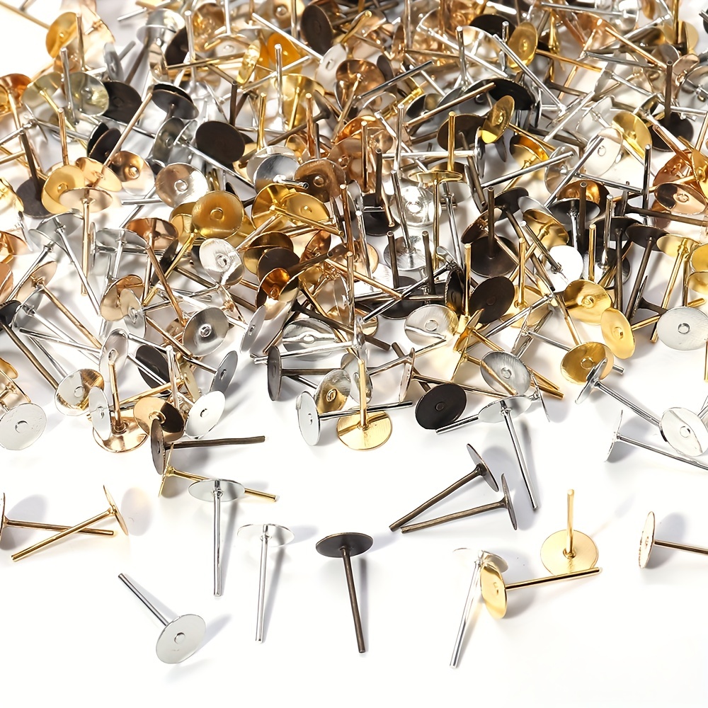 200Pcs 5 6mm Golden Silvery Iron Ear Stud Earring Accessory